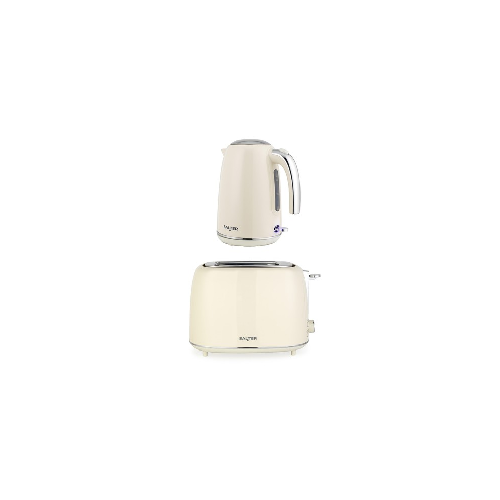 Photos - Other Decoration Salter Retro Kettle & Toaster Set – 1.7L, 2-Slice, Wide Slot, Plastic, Cream 