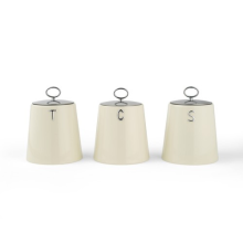 Salter Retro Cream 3Pc Countertop Set – T, C & S, Embossed Lettering