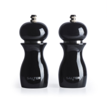 Salter Salt Pepper Grinders Mechanical Adjustable Easy Use & Clean Black Gloss