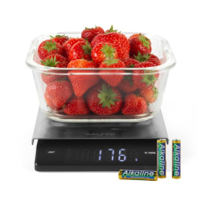 Salter Angled Display Kitchen Scale, 5kg, Add & Weigh, LED, Black, Steel