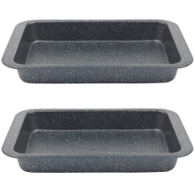 Salter Roasting Tray Set of 2 Non-Stick Carbon Steel Deep Roaster Megastone 37cm