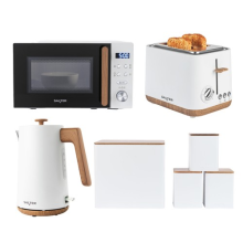 Salter Toronto 4-Piece Set – Kettle, 2-Slice Toaster, Microwave & Four Canisters