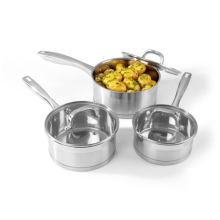 Salter Saucepan Set 3 PC 16 18 & 20 cm Pans Stainless Steel Timeless Collection