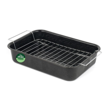 Salter 34cm Vitreous Enamel Roaster & Rack – Deep Oven Tray, Black