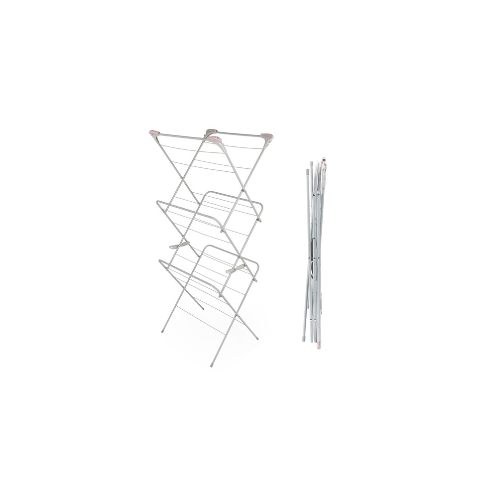 Russell Hobbs Clothes Airer Foldable 3 Tiers 15M Drying Space Pink & Grey