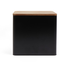 Salter Bread Bin Toronto Wooden Lid Easy Clean Large Storage Container Black