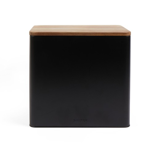 Salter Salter Bread Bin Toronto Wooden Lid Easy Clean Large Storage Container Black