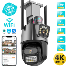 8MP Dual Screen Wireless IP Camera WIFI Outdoor PTZ Smart Home Security IR Cam
