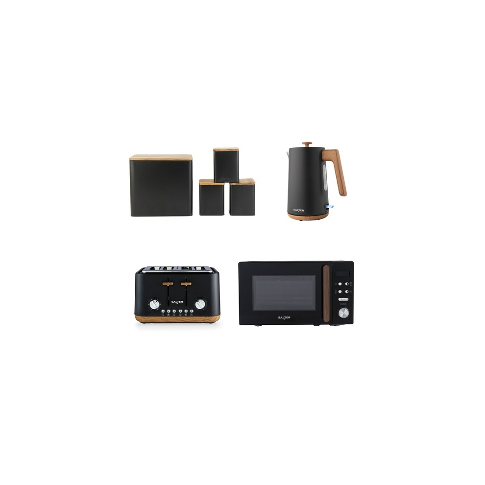 Salter Toronto 7-Piece Countertop Set – Kettle, Toaster, Microwave & Canisters