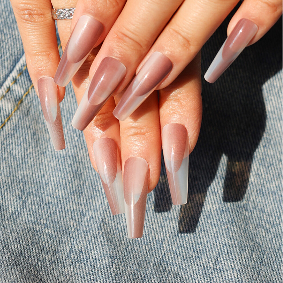 Roc-Electron (Standard) French Nude Gradient Fake Nails - Durable & Comfortable