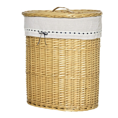 Willow Laundry Basket with Lid, Handle and Removable Laundry Bag, Natural 1