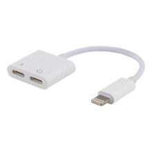 Adaptateur Lightning vers 2x Lightning, 5 V, 2 A, 10 cm - Chargez et écoutez - Blanc