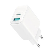 Cargador rápido USB y USB-C, PD y Q.C3.0, 3,5 A, 20 W, blanco