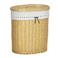 Willow Laundry Basket with Lid, Handle and Removable Laundry Bag, Natural