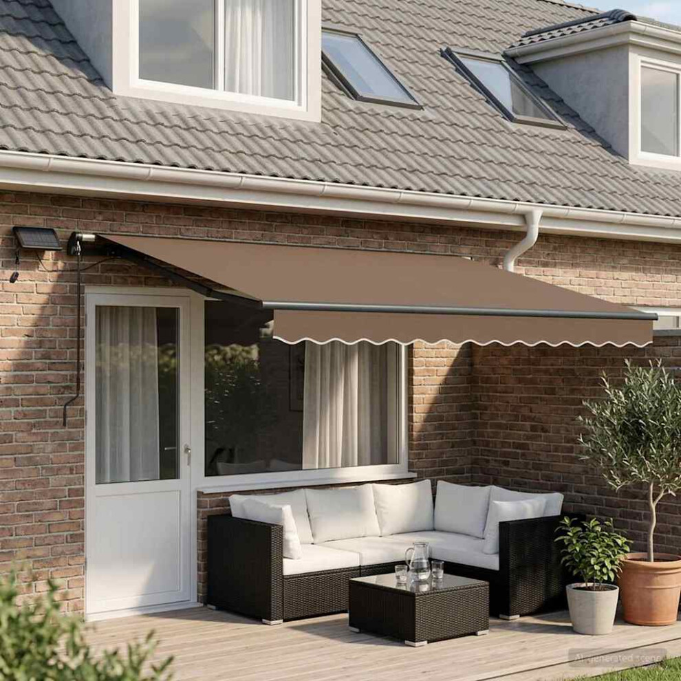 Vidaxl Retractable Awning Taupe 400 X 300 Cm Fabric And Aluminium