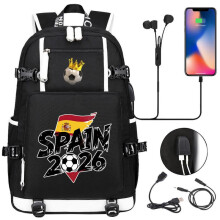 (21. based on color card images, 47CMX30CMX15CM) 2026 Soccer Sport USB Charging Backpack for Middle High School Students Unisex Casual Travel Daypack