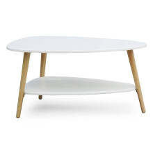 Mesa de centro moderna, estante, patas de madera, ModernHome blanco