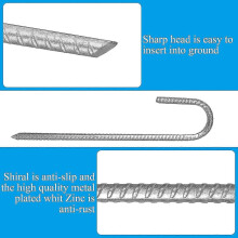 10 Pack Ground Anchors, Galvanized Steel Tent Pegs, J-hook Fixing Pegs, 12 Inch Trampoline Canopy