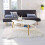 Mesa de centro moderna, estante, patas de madera, ModernHome blanco 10
