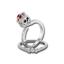 (red,7)Anéis femininos da moda com caveira incrustados anel punk anel esqueleto joias