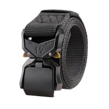 Military Belt Canvas Adjustable Outdoor Tactical Belt with Buckle (black)