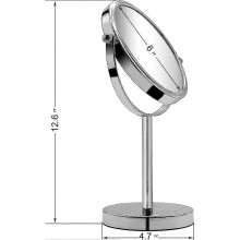 6-inch Large Tabletop Two-sided Swivel Vanity Mirror with 10x Magnification, 12-inch Height (chrome, 6-inches)