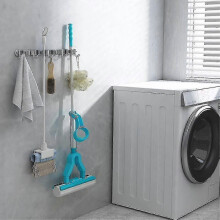 Stainless Steel Broom Holder, Storage Hanger(4 Locations And 5 Hooks,1pcs,silver)
