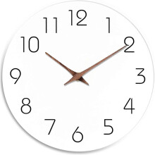 Wall Clock 12 Inch Silent Non Ticking Battery Operated Wooden White for Kitchen