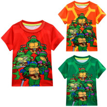 (3001 Green, 140cm) Kids Cartoon Print Short Sleeve T-Shirt Ninja Turtles Round Neck Summer 3001