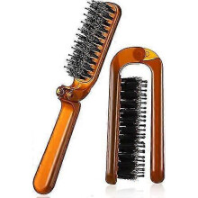 Folding Hair Brush Anti-static Range Hair Brush Detangler Brush for Girls Boys Women Men Kids Wet Dry Hair Mini Travel Brush(brown)(1pcs)