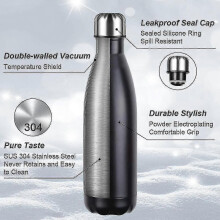 Thermos Bottle, 500ml Stainless Steel Water Bottle, Double Walled Vacuum Insulated Hot/cold Bottle Bpa Free, Eco-friendly, Black