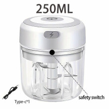 (white250ml) Electric Mini Garlic Chopper, USB Rechargeable Cordless Food Processor, Portable Vegetable Onion Mincer for Kitchen