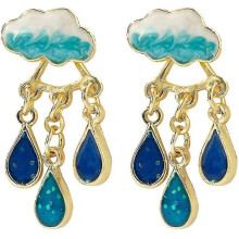 S925 Silver Needle Weather Theme Rainy Cloud Earrings, Cute Little Fresh White Cloud Raindrop Earrings (raindrop) -krygv
