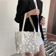 Woven Tote Handbags Women Summer Beach Vacation Shoulder Bag Stylish Female Zipper Shooping Totemt