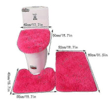 (camel) Toilet lid cover and shower rugs set 3pcs fluffy