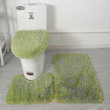 (light green) Toilet lid cover and shower rugs set 3pcs fluffy