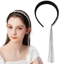 Sparkly Rhinestone Tassel Headband Crystal Fake Earrings Hair Chain Hair Band Bridal Hair Hoop Wedding Party Hair Accessories