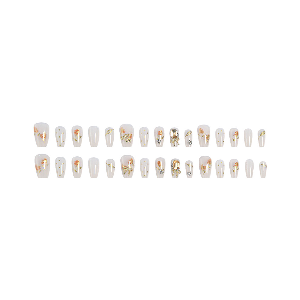 Dcph-Clothing Rhinestone False Nails - Light White, Durable Stage Wear