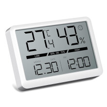 Digital Thermometer Hygrometer Indoor with Clock and Date, Room Thermometer for Home, Baby Room, Greenhouse and Office