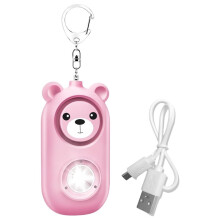 Personal Safety Alarm for Women, Safety Alarm Keychain, Cute Bear Shape with Strobe Light & 130 DB Speakers , Recharge B