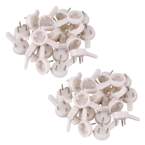 40 pcs plastic heavy wall picture frame hooks hangers 3-pin small white