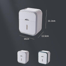 (Green) Non Punching Toilet Multifunctional Tissue Box Wall Mounted Toilet Paper Drawer Roll Paper Box Household Bathroom Storage Rack