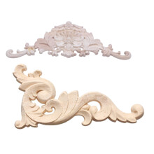 2X Rubber Wood Carved Applique Retro Furniture Decor, 38x15x1.2cm & 12x6cm