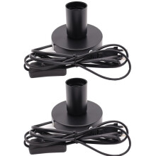 2 Pcs Polished Metal Desktop Lamp Base 26 E27 Screw Light Bulb Holder Sockets with 6 Feet Cord and /Off EU Plug