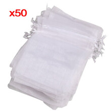 50X organza drawstring wedding gift bag White