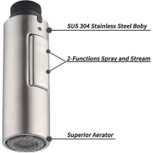 Replacement Kitchen Faucet Spout for Hand Shower Universal Detachable Faucet Head G1/2 Brushed Sus304 Stainless Steel Pfs200-bs