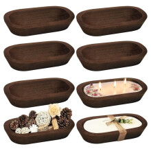 8 Pack Wood Dough Bowl, Wooden Dough Bowls Paulownia, Rustic Bowl Vintage, Bowls for Candle (Brown, 9.7" X 6")