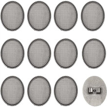 12Pcs Bolo Tie Buckle, Alloy Blank Slider Clasp Cabochon Settings Findings Oval Bolo Tie Findings for Crafts Clothes B