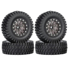 4pcs 76mm 1.55inch Metal Beadlock Rims Tires Set for 1/10 Rc Crawler Car Axial Yeti Jr Rc4wd,titani