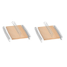 20 Pack Wooden Skirt Hangers with Adjustable Clips Non-Slip Trouser Hanger Natural Finish Lotus Wood Pants Hangers 360